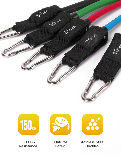 Load image into Gallery viewer, Resistance Bands Exercise Bands Workout Bands - up to 150Lb, Indoor and Outdoor Bands with Door Anchor and Handles for Strength, Slim, Yoga, Home Gym Equipment for Men/Women
