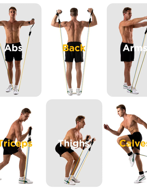 Load image into Gallery viewer, Resistance Bands Exercise Bands Workout Bands - up to 150Lb, Indoor and Outdoor Bands with Door Anchor and Handles for Strength, Slim, Yoga, Home Gym Equipment for Men/Women
