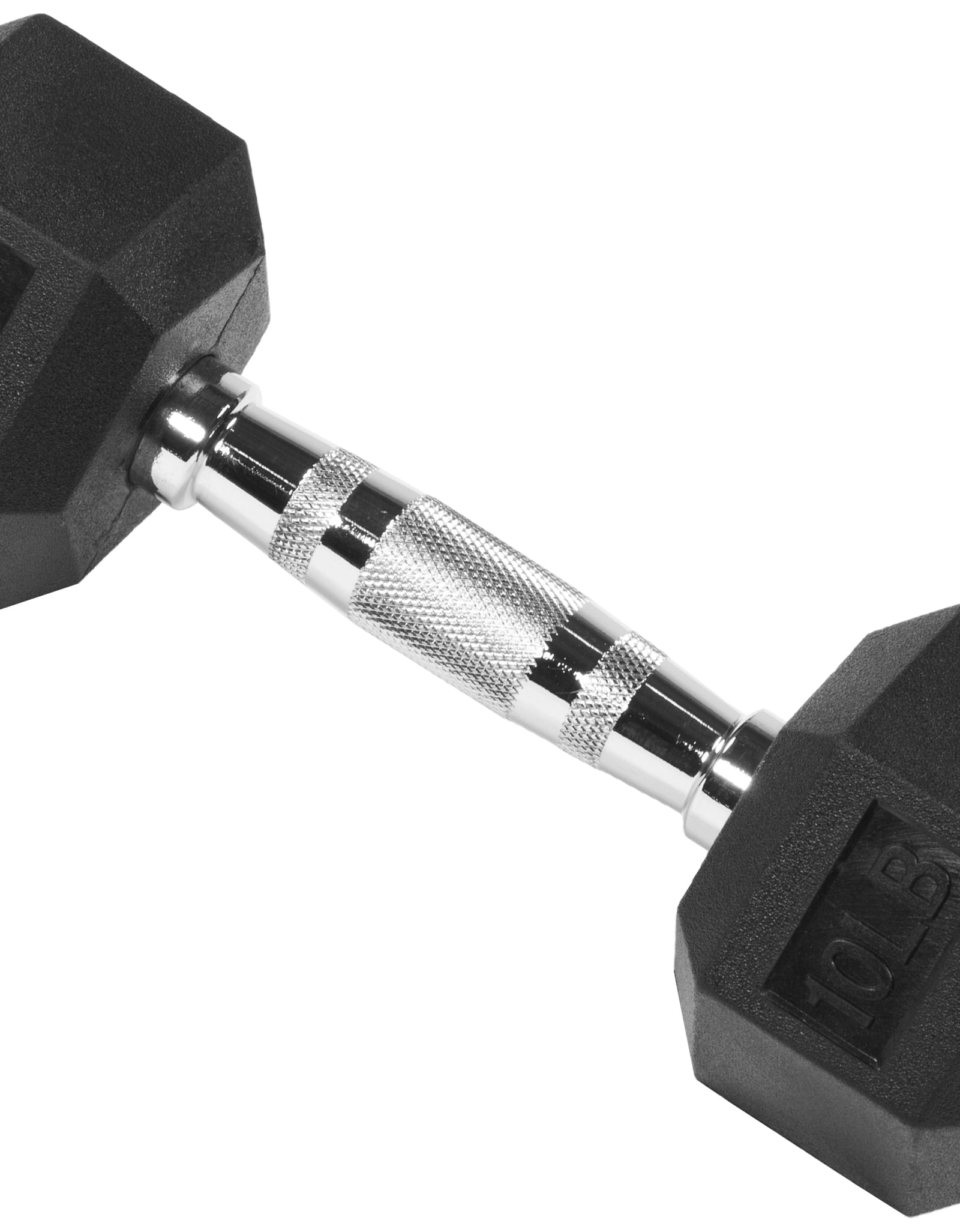 Rubber Encased Hex Dumbbell, Black, 10 Lb