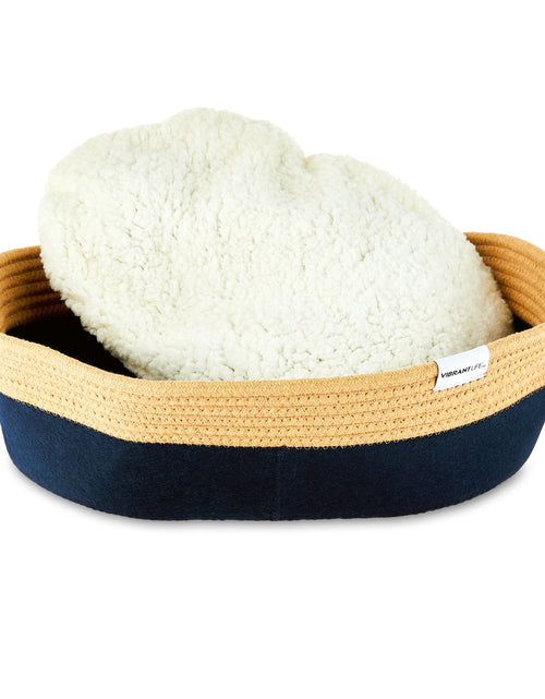 Load image into Gallery viewer, Oval Woven Felt Rope Cat Bed, with Catnip, Multicolored, 19"
