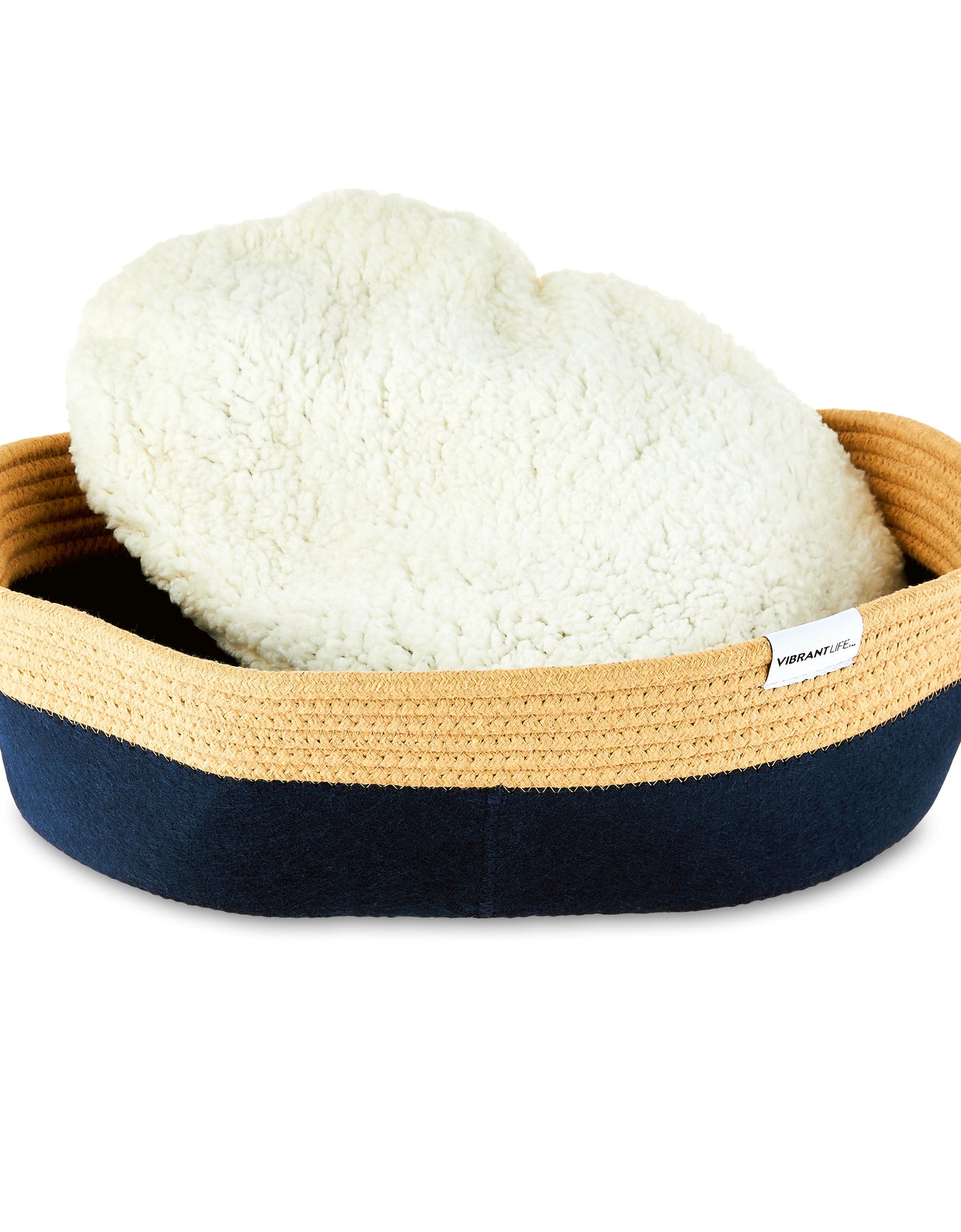 Oval Woven Felt Rope Cat Bed, with Catnip, Multicolored, 19"