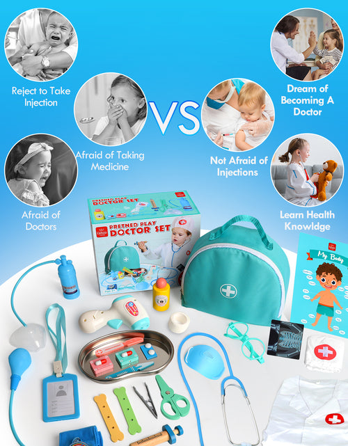 Load image into Gallery viewer, Doctor Kit for Kids Realistic, 36PCS Kids Doctor Kit Wooden, Doctor Pretend Playset
