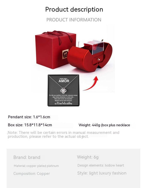 Load image into Gallery viewer, Fashion Jewelry Box Red Apple Christmas Gift Necklace Eternal Rose for Girl Mother'S Day Valentine'S Day Gifts with Artificial Flower Rose Flower Jewelry Box
